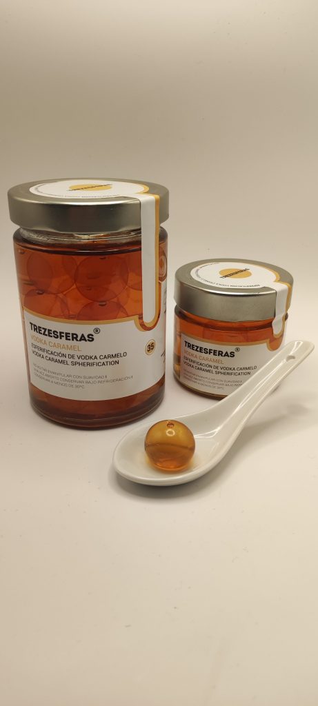 esferificación vodka caramelo